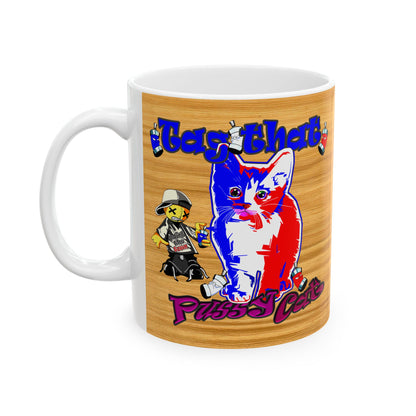 tag that - White Mug (butterscotch wood finish)