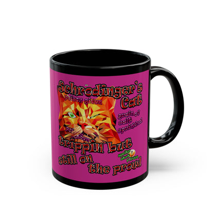 schrodinger's cat - Black Mug (pink)