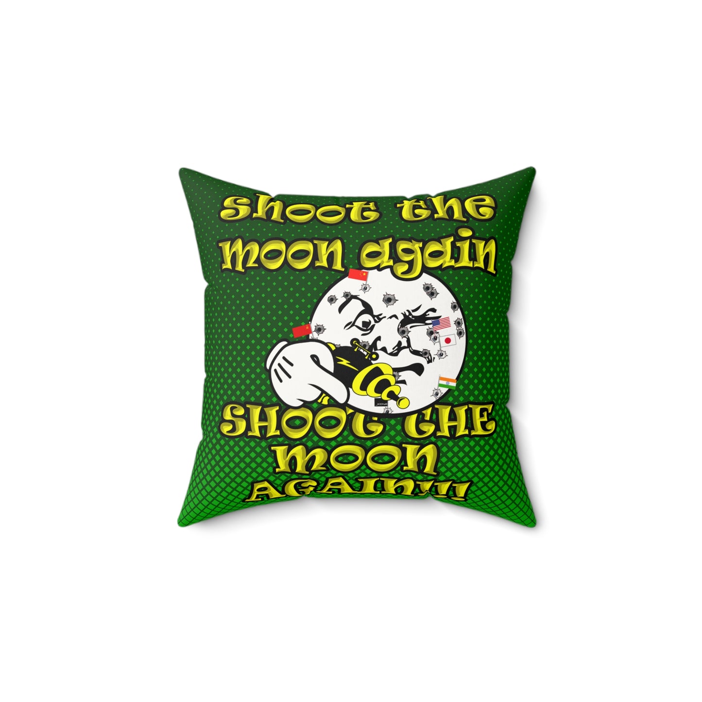 shoot the moon again - Faux Suede Square Pillow - (logo green)