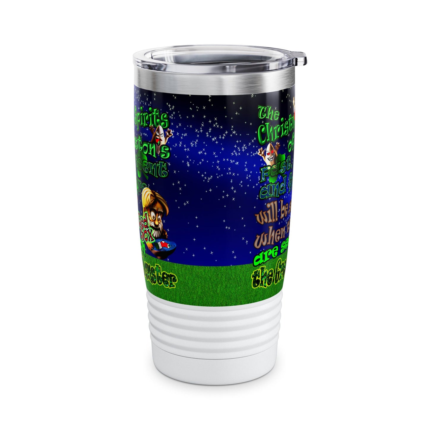 christmas spirits of boston - Ringneck Tumbler, 20oz ('snoops' background)