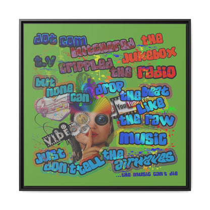 drop the beat - framed canvas art (green)