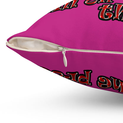 schrodinger's cat - Spun Polyester Square Pillow - (pink)