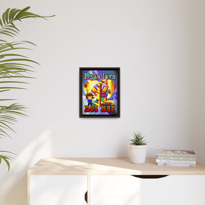 love peace - framed canvas art (grey-pink wave)