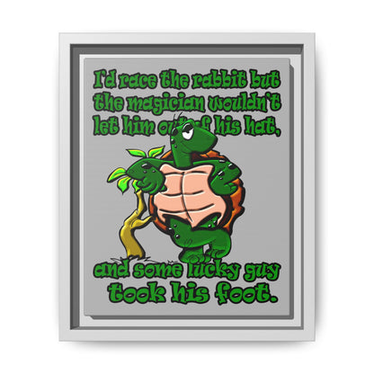 turtle race - framed canvas art (light grey)