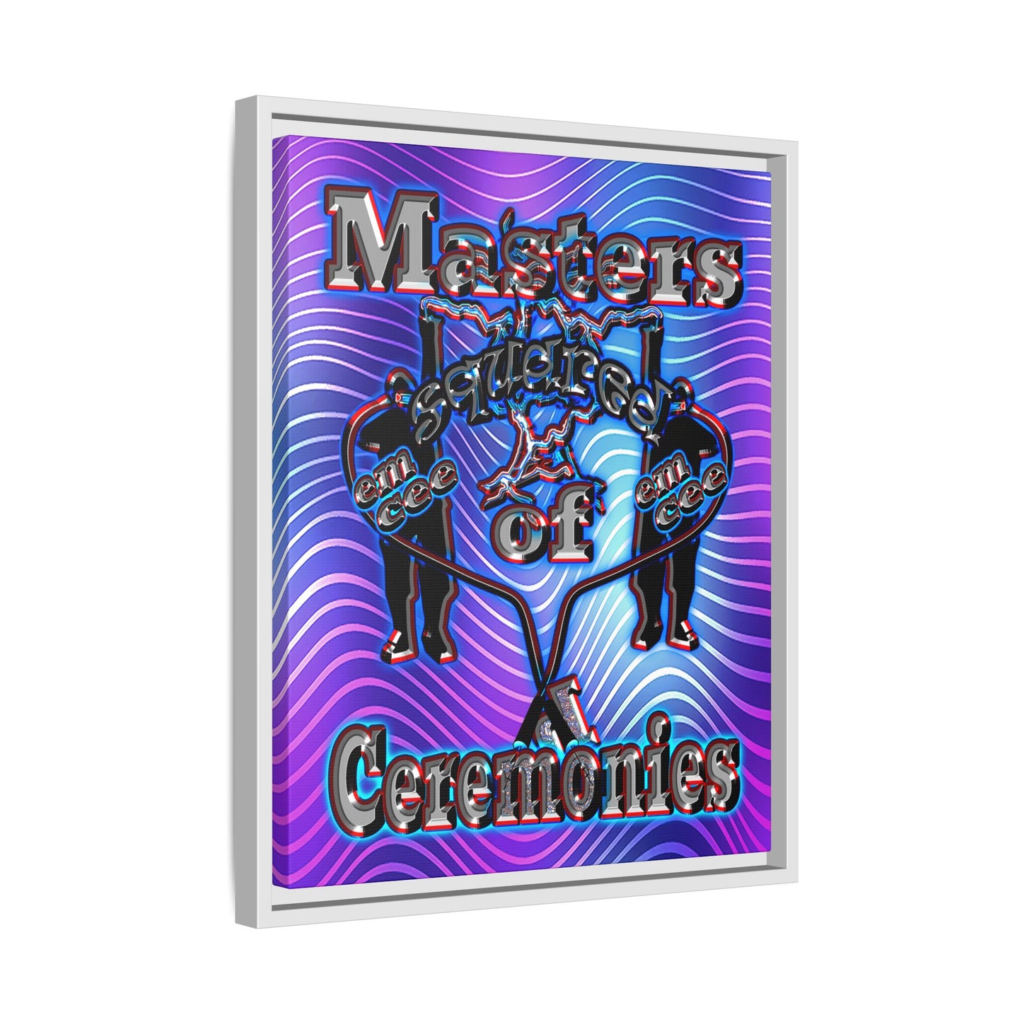 em cee squared - framed canvas art (purple wave)