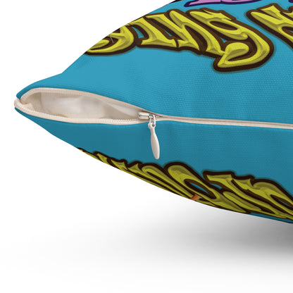 the bum's shit - Spun Polyester Square Pillow - (turquoise)