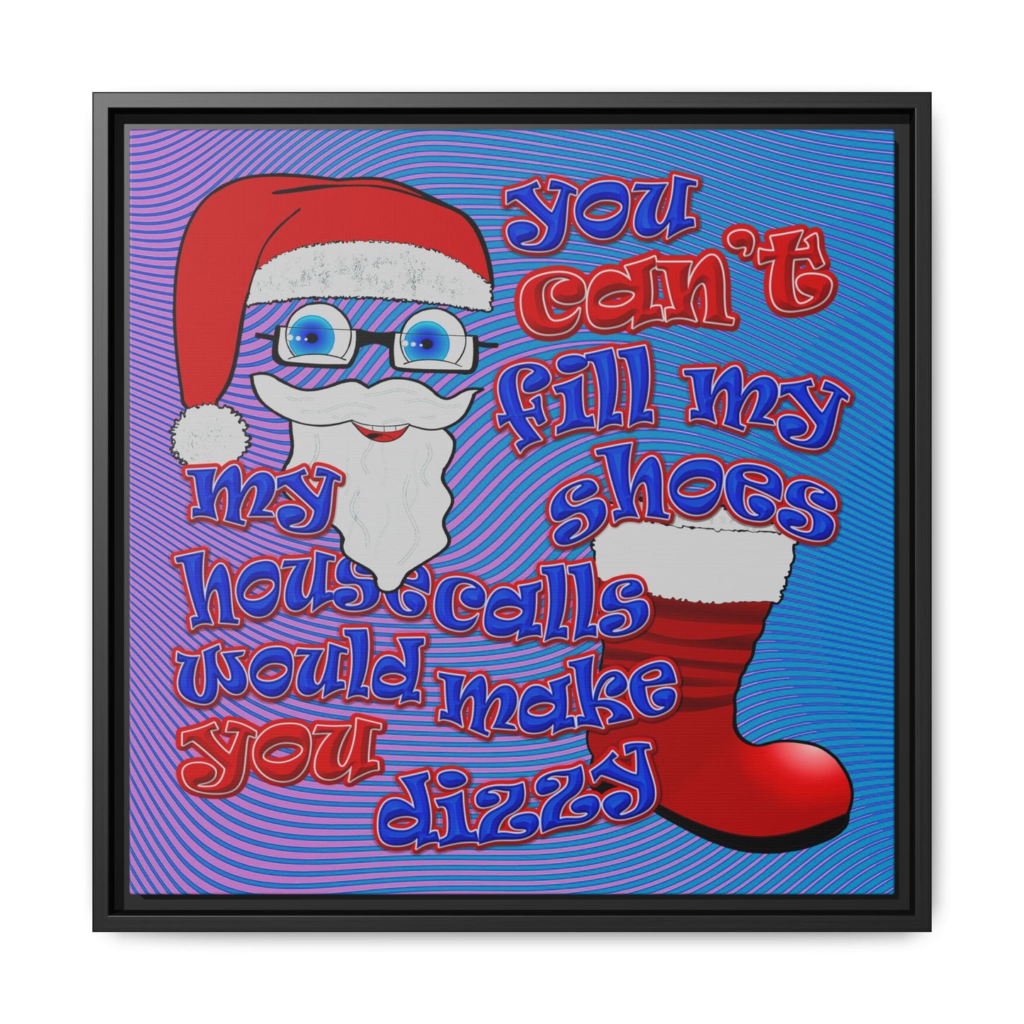 santa's shoes - framed canvas art (light blue-purple wave)