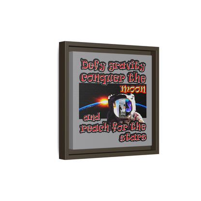 defy conquer reach - framed canvas art (grey)