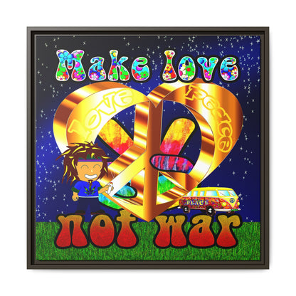 love peace - framed canvas art ('snoops' background)