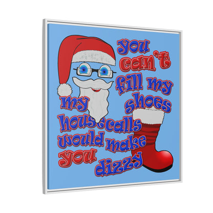 santa's shoes - framed canvas art (light blue)