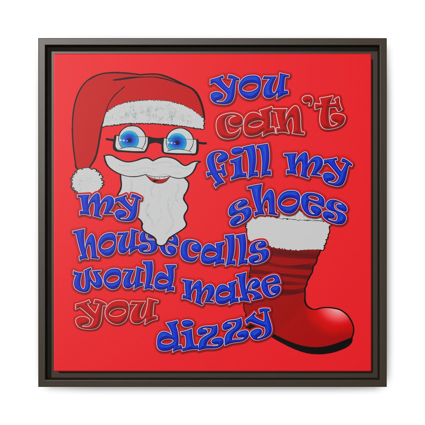 santa's shoes - framed canvas art (red)