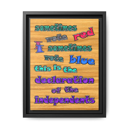 declaration of the independents - framed canvas art (butterscotch wood finish)