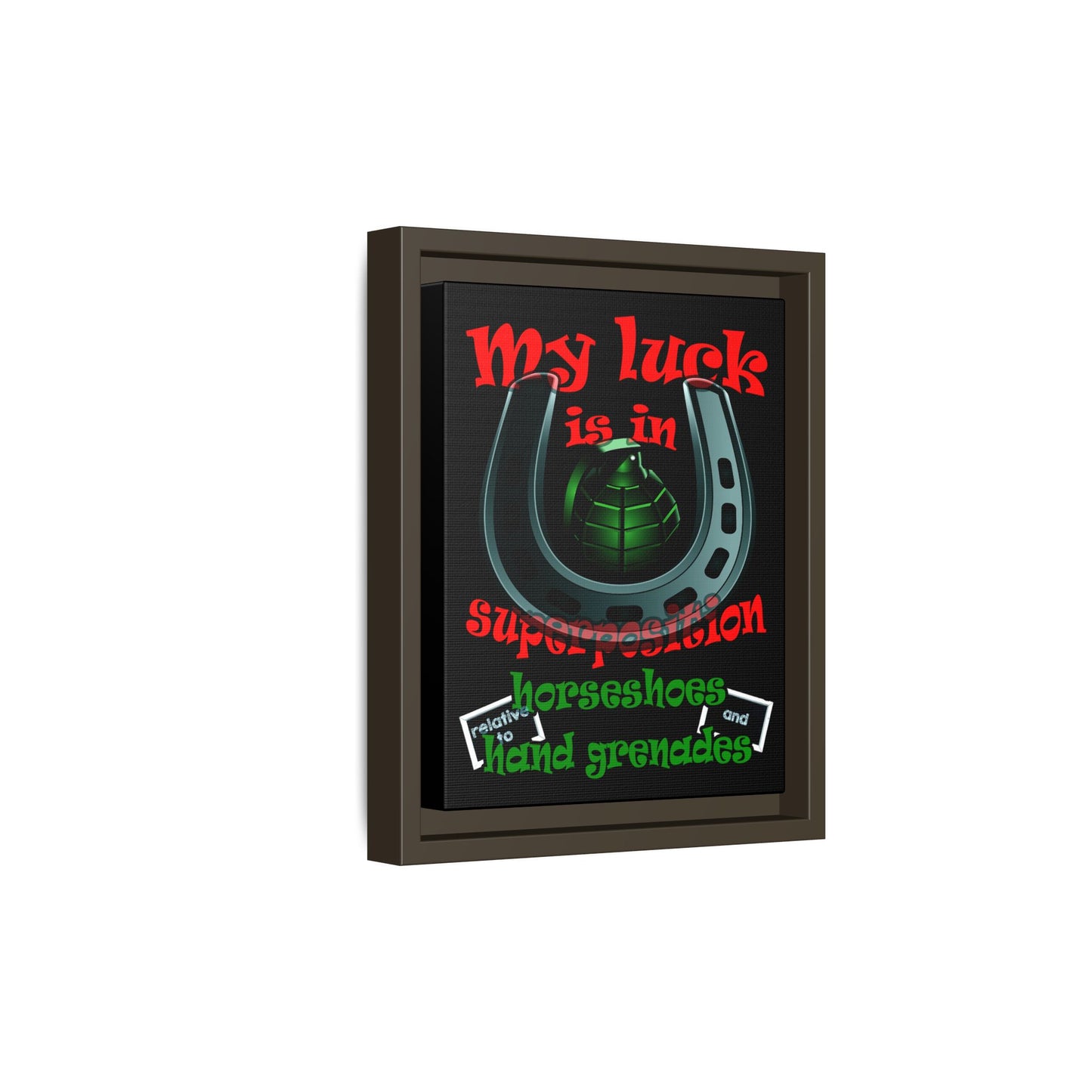 my luck - framed canvas art (black)
