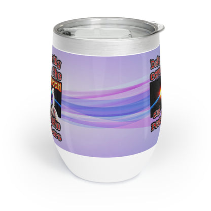 defy conquer reach - Chill Wine Tumbler (light blue-pink wave)