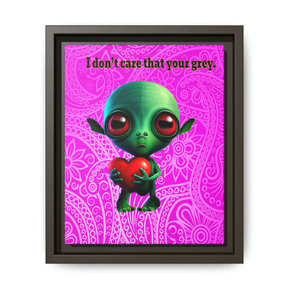 I don't care that your grey - framed canvas art (pink swirl)