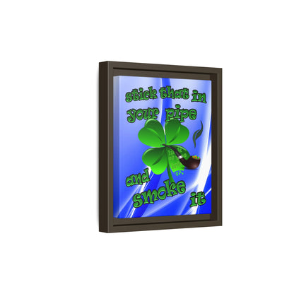 stick that in your pipe and smoke it - framed canvas art (blue-white wave)