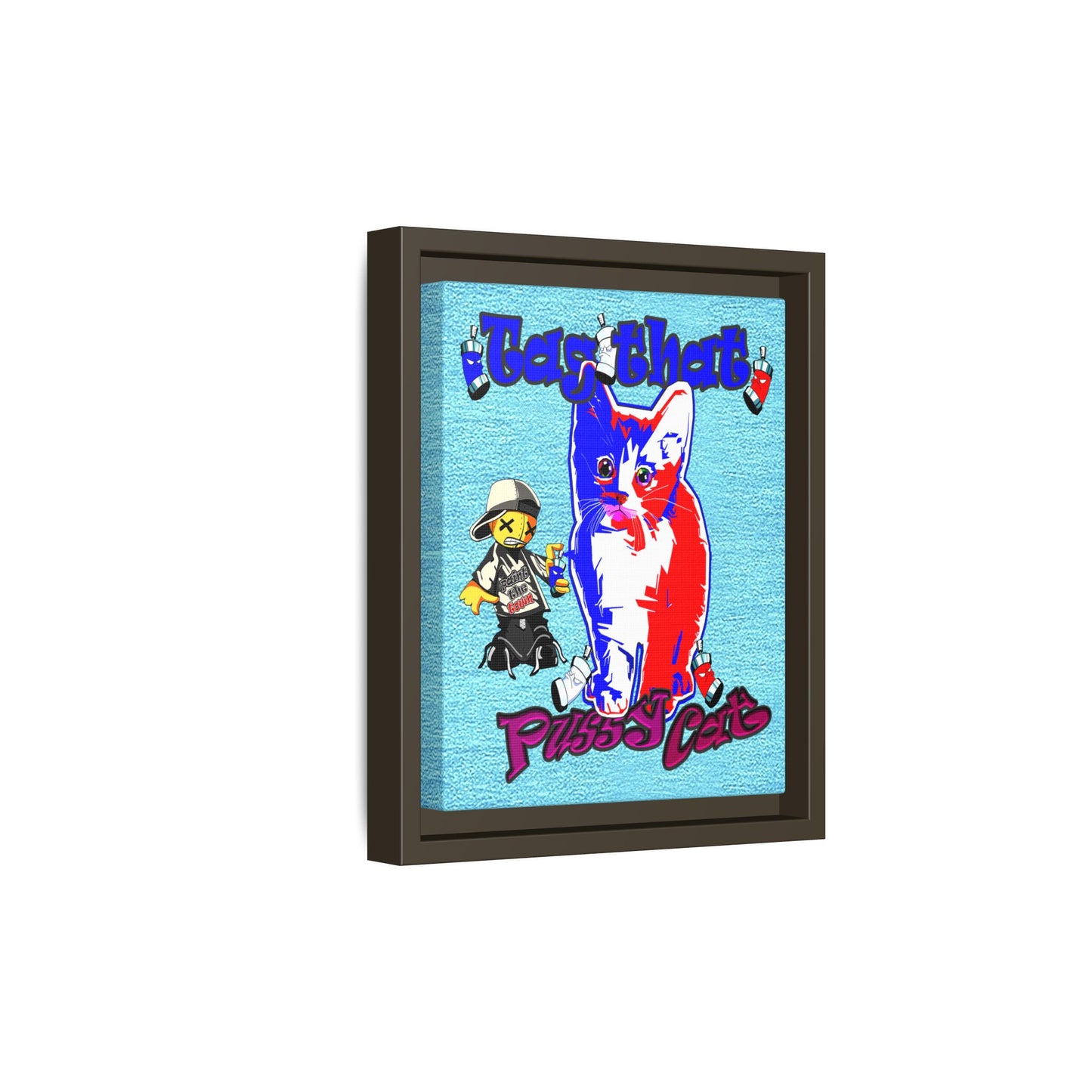 tag that - framed canvas art (faded blue)