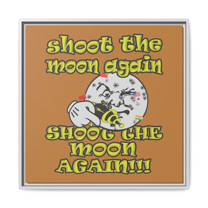 shoot the moon again - framed canvas art (light brown)