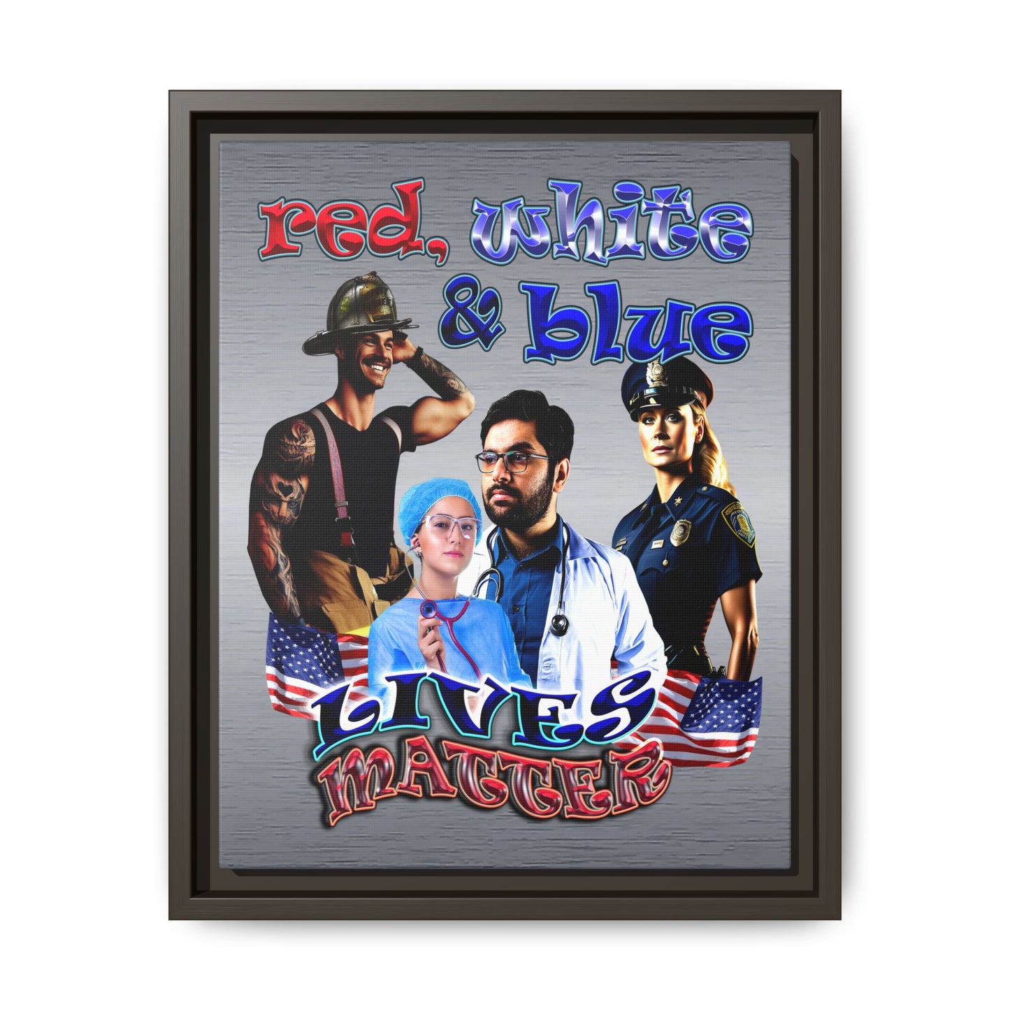 rw&b lives matter - framed canvas art (brushed nickel)
