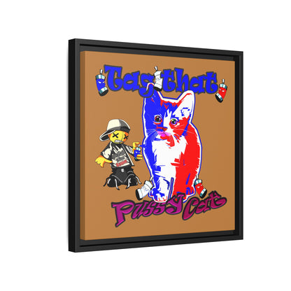 tag that - framed canvas art (light brown)