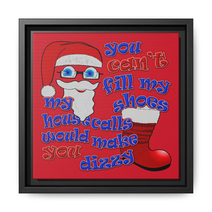 santa's shoes - framed canvas art (dark red)