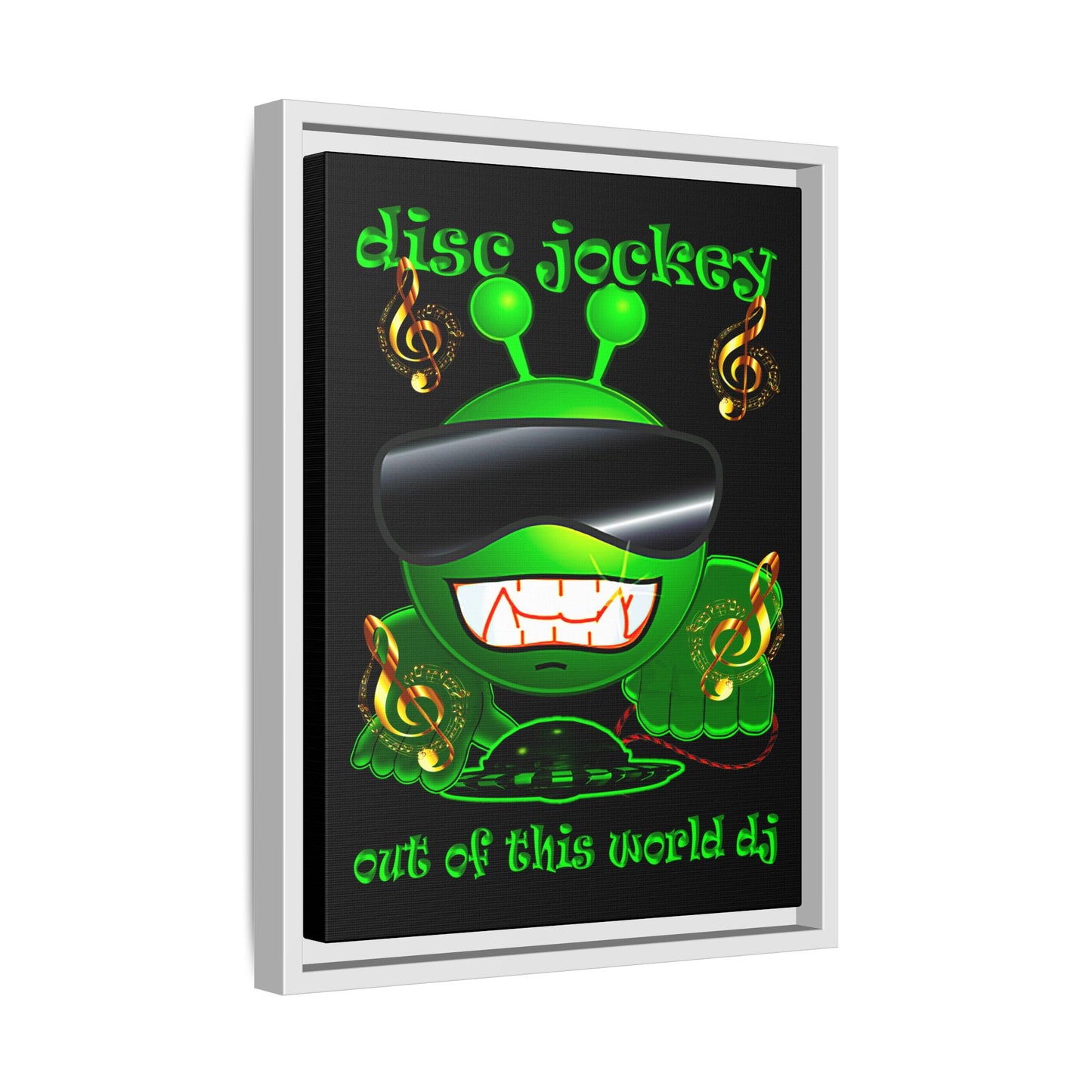 disc jockey - framed canvas art (black)