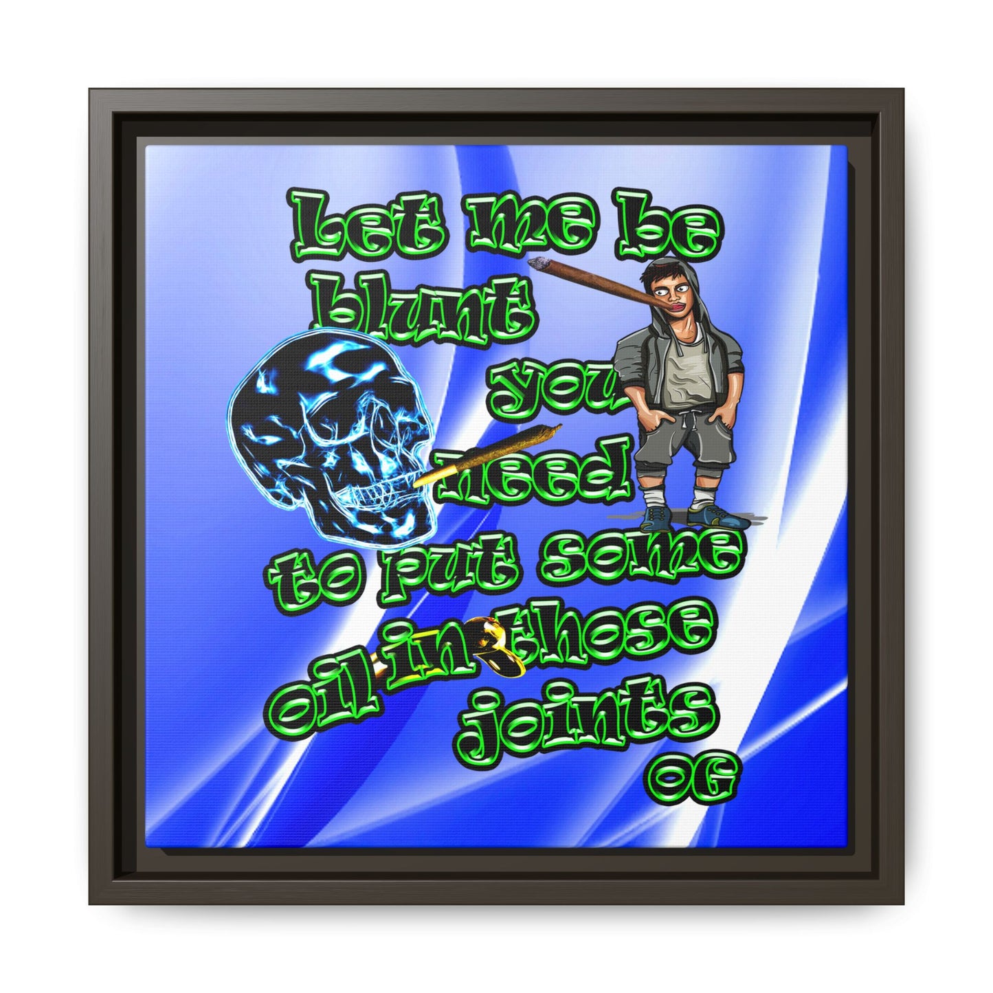 og - framed canvas art (blue-white wave)