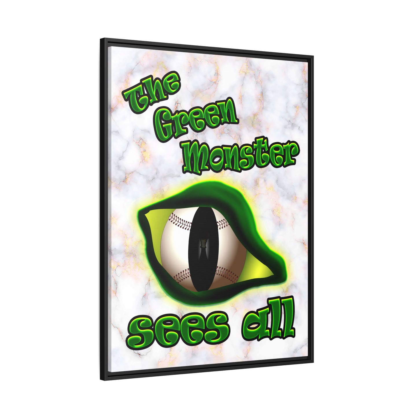 green monster - framed canvas art (white marble)