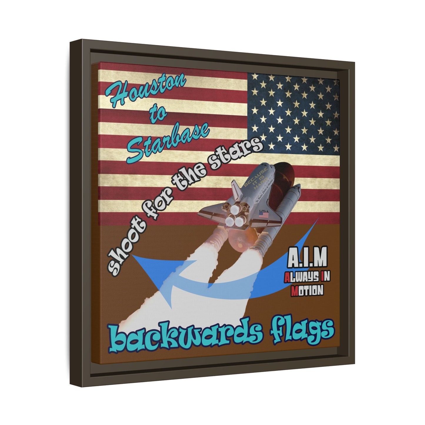 shoot for the stars - framed canvas art (brown)