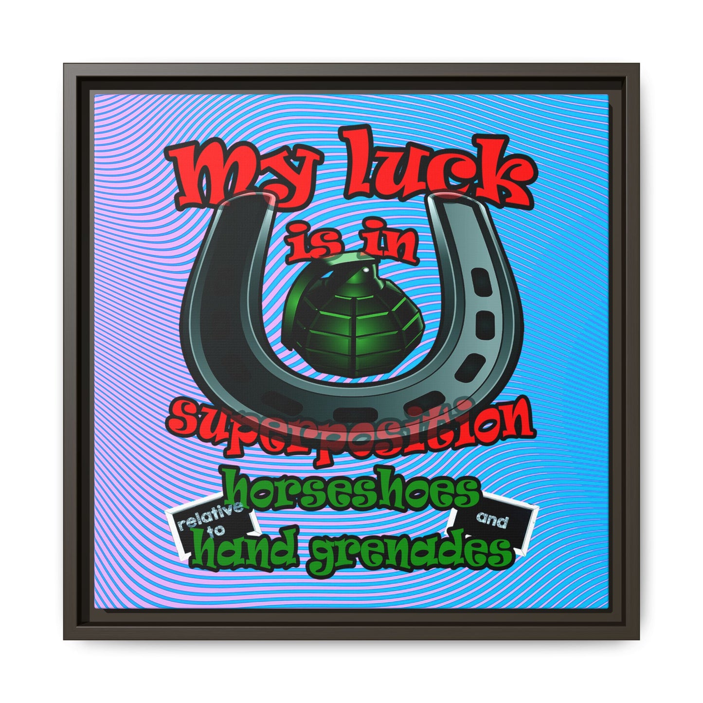 my luck - framed canvas art (light blue-purple wave)