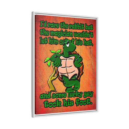 turtle race - framed canvas art (burnt orange)
