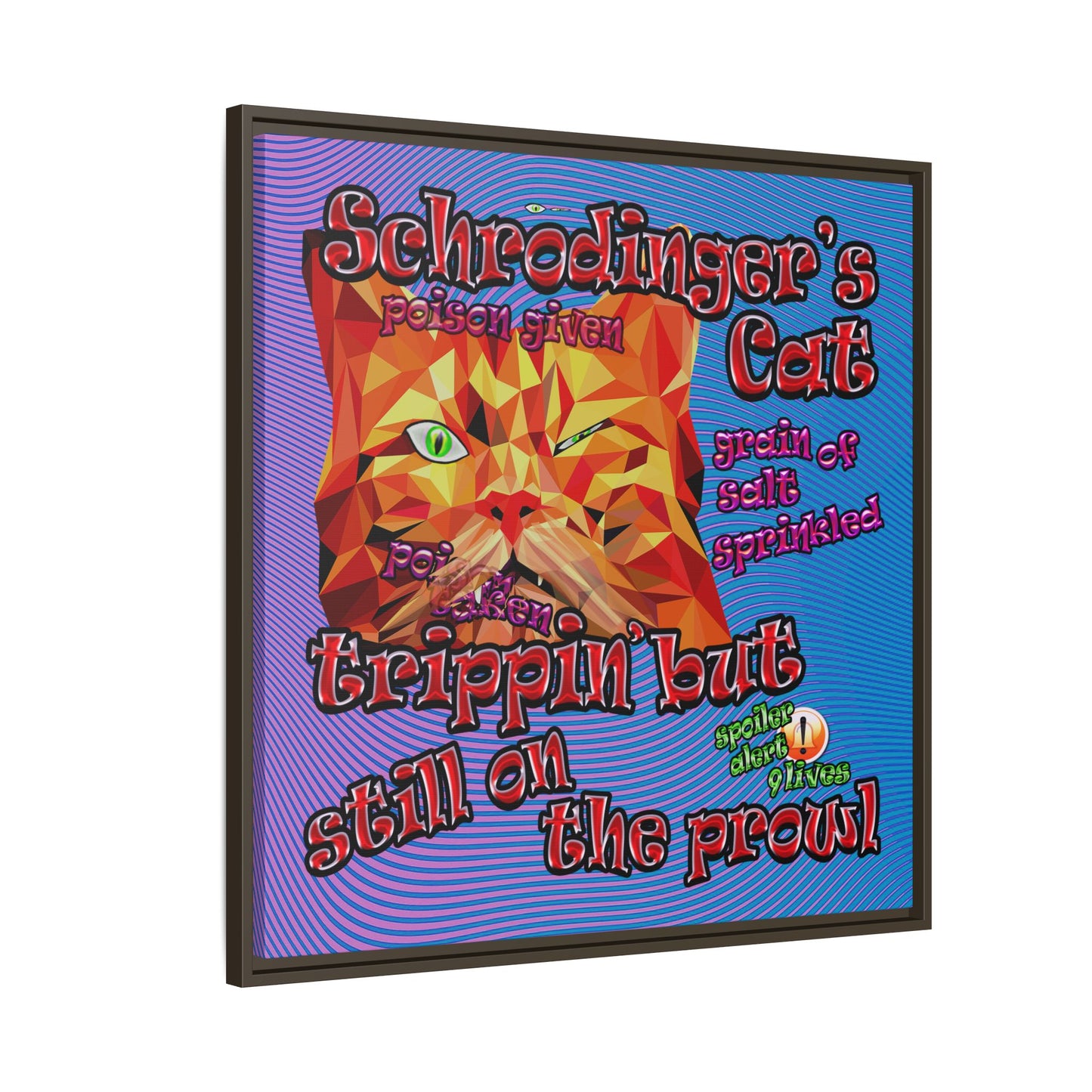 schrodinger's cat - framed canvas art (light blue-purple wave)