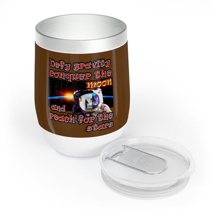 defy conquer reach - Chill Wine Tumbler (brown)