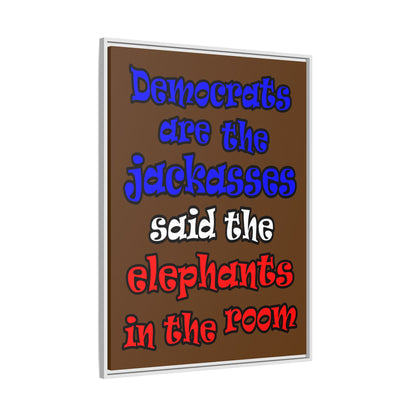 donkeys and elephants - framed canvas art (brown)