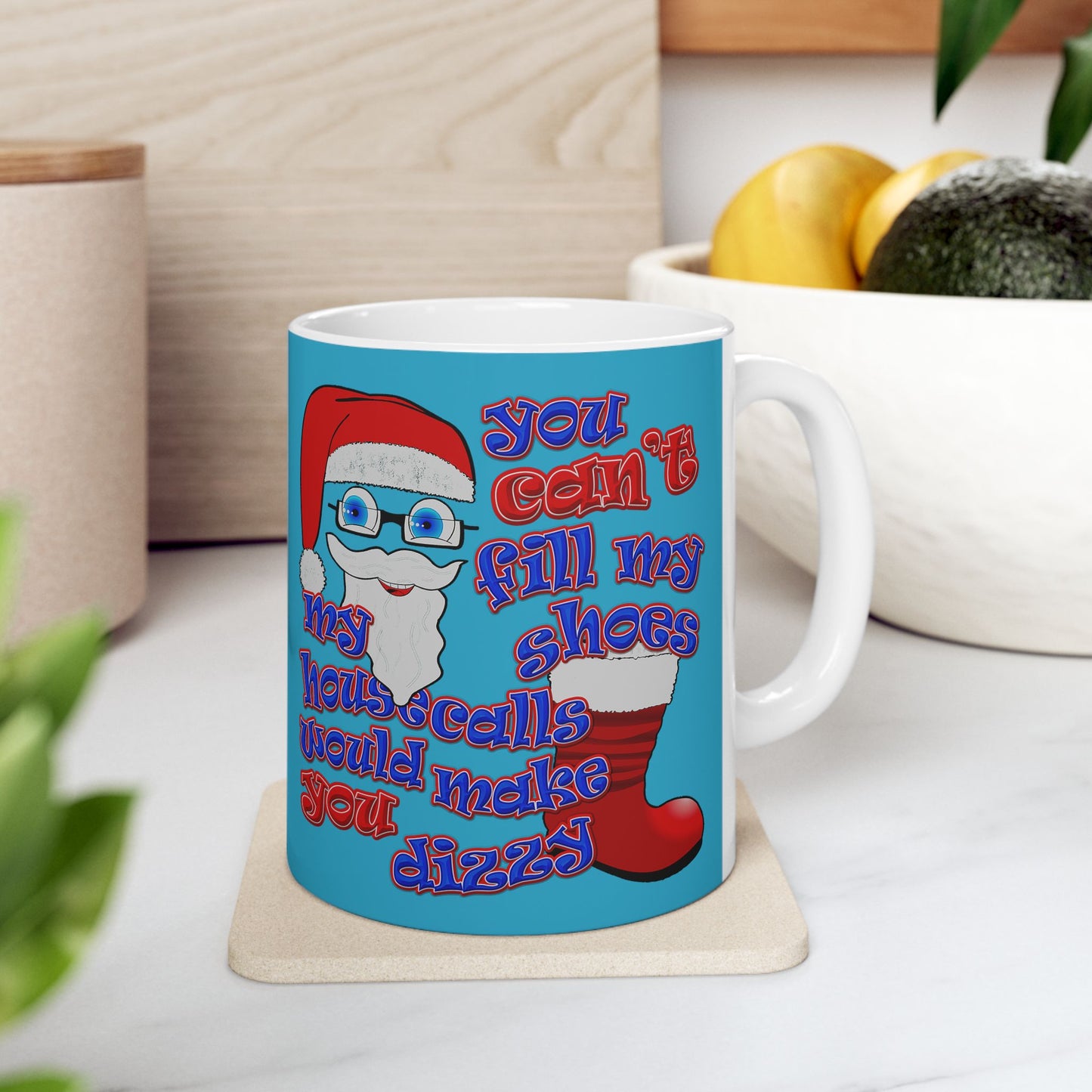 santa's shoes - White Mug (turquoise)