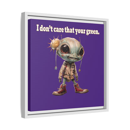 I don't care that your green - framed canvas art (purple)