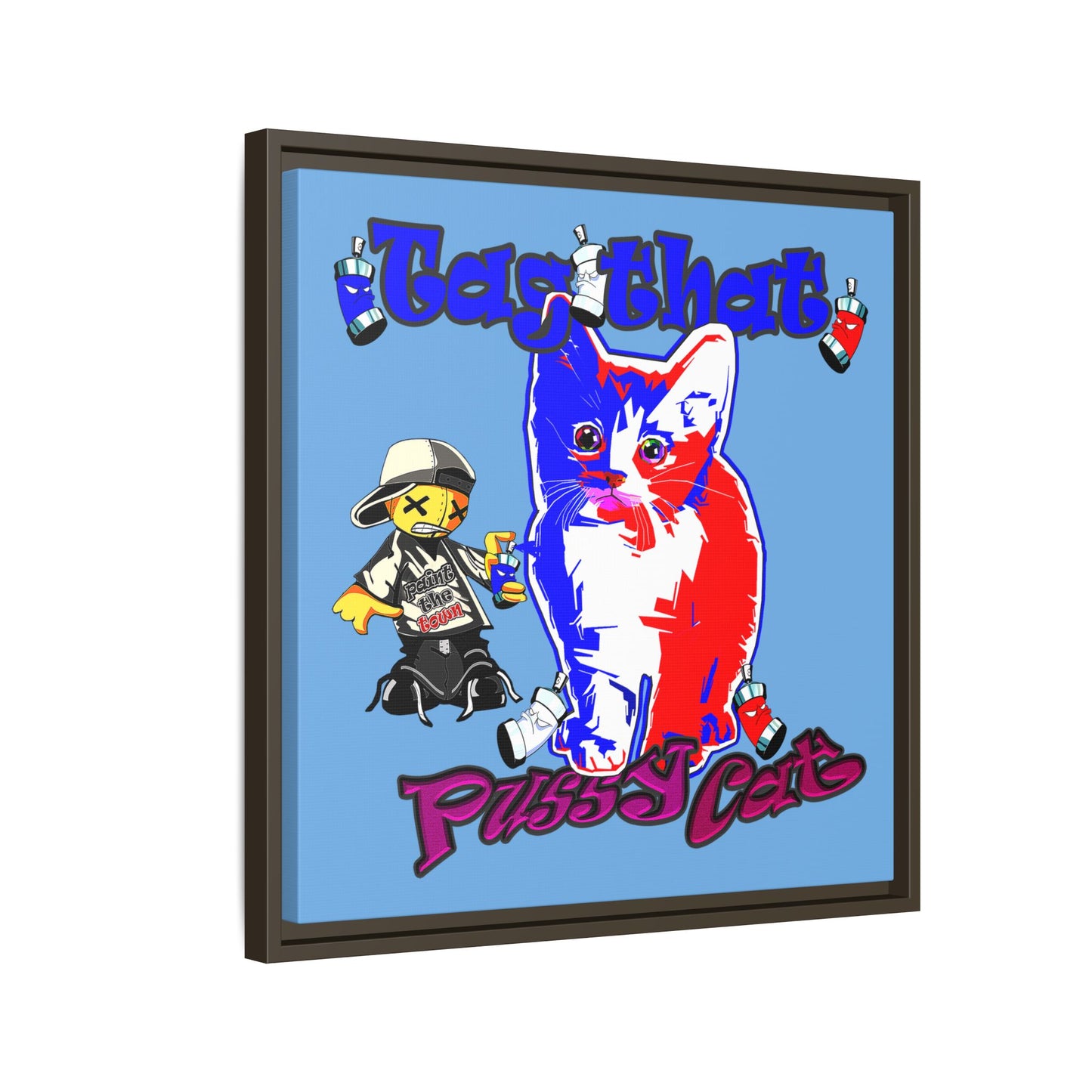 tag that - framed canvas art (light blue)