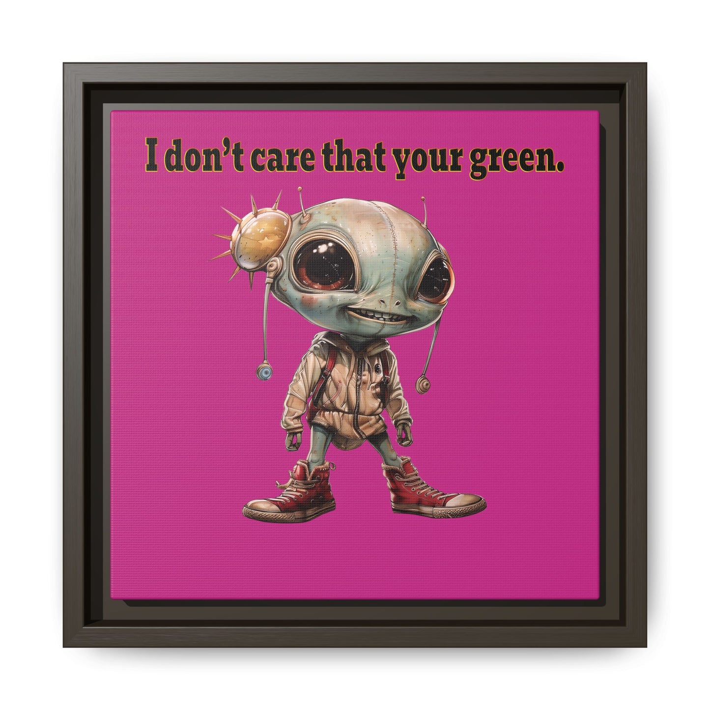I don't care that your green - framed canvas art (pink)