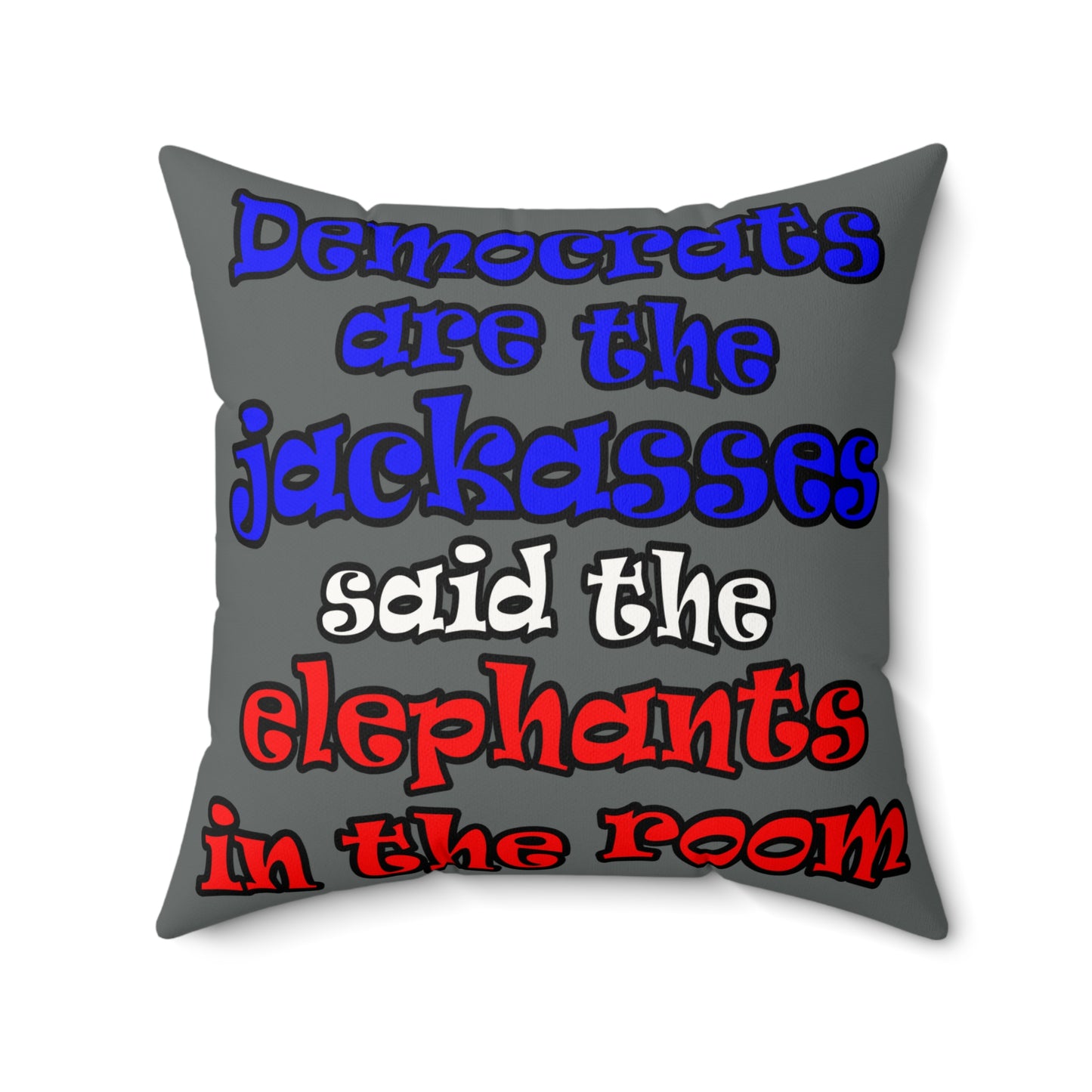donkeys and elephants - Faux Suede Square Pillow - (dark grey)