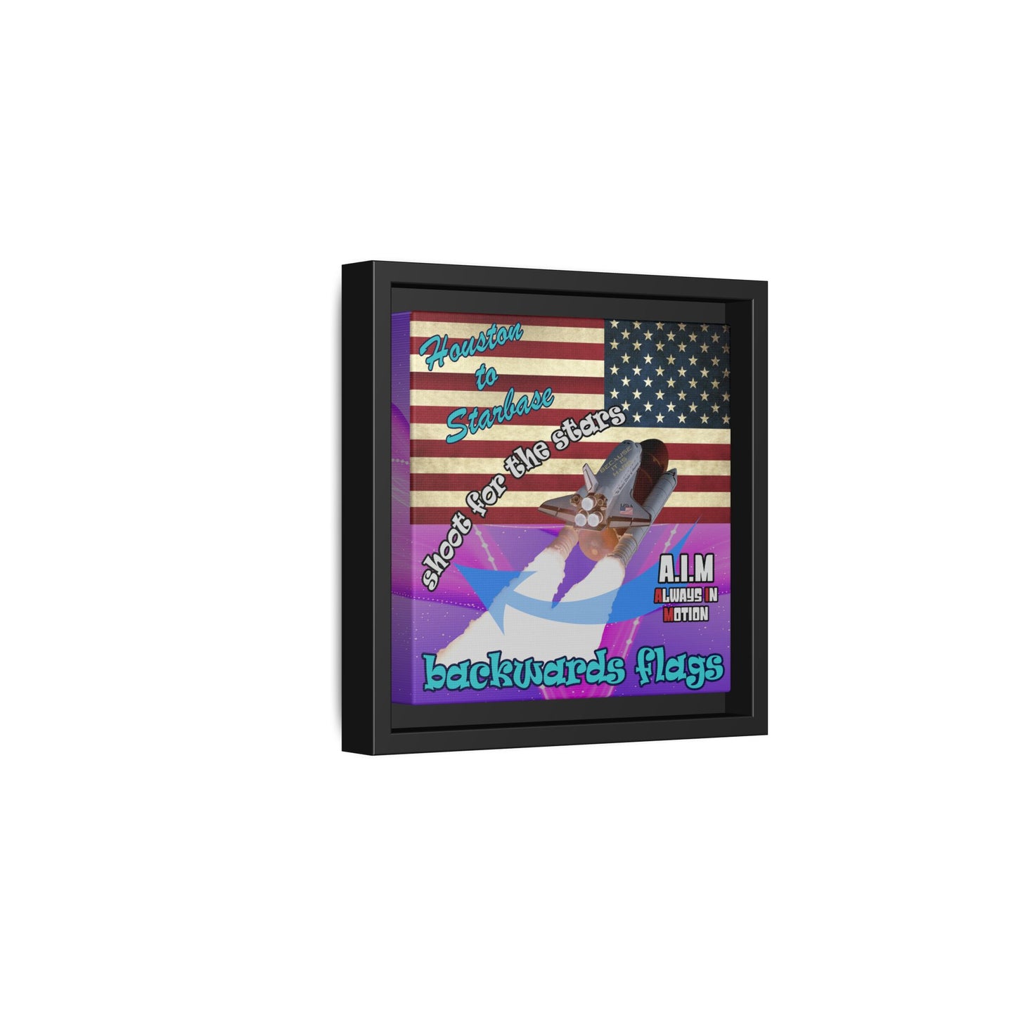 shoot for the stars - framed canvas art (purple-pink wave)