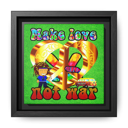love peace - framed canvas art (green turf)