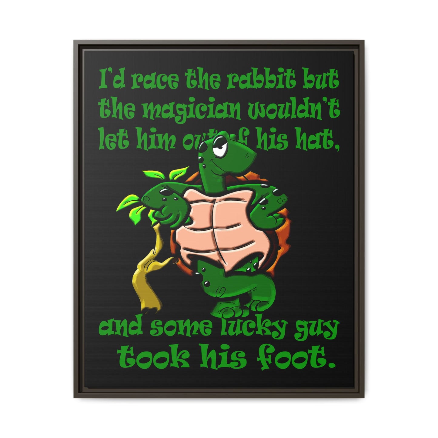 turtle race - framed canvas art (black)