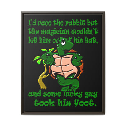 turtle race - framed canvas art (black)