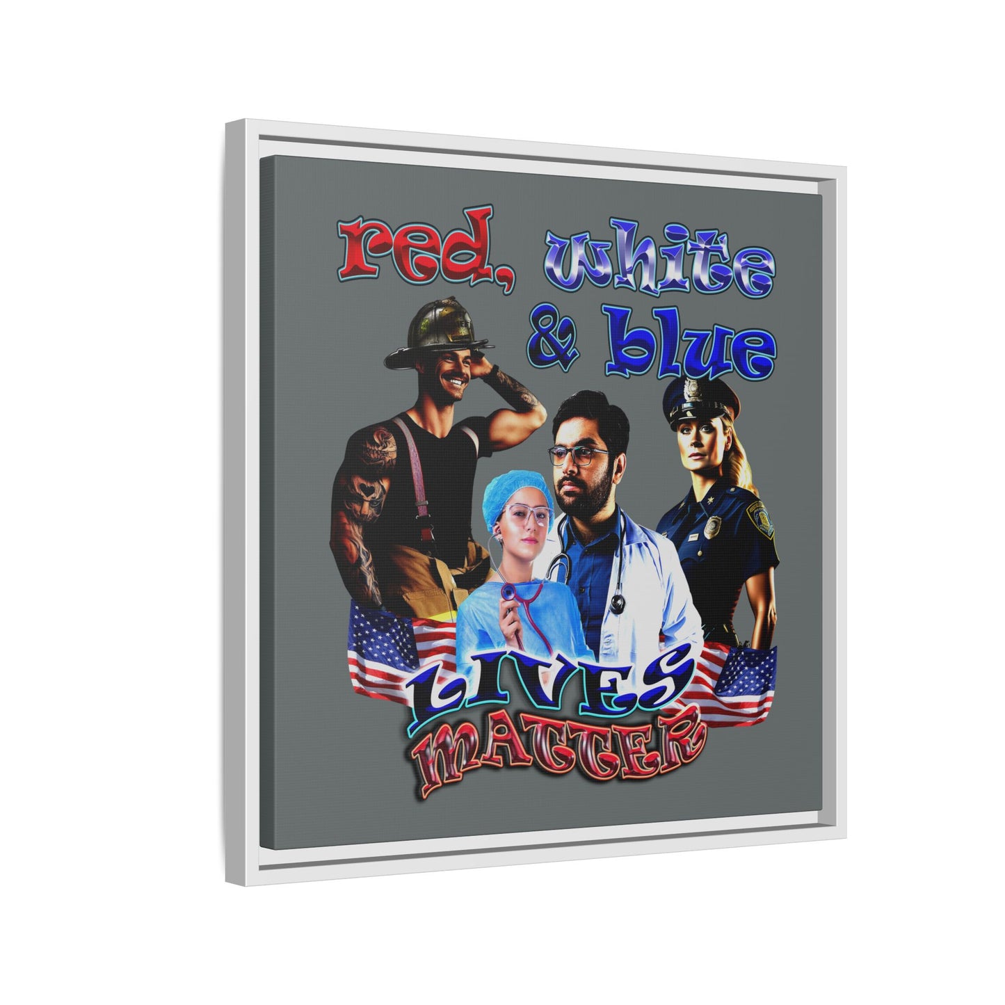 rw&b lives matter - framed canvas art (dark grey)