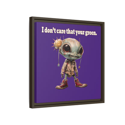 I don't care that your green - framed canvas art (purple)