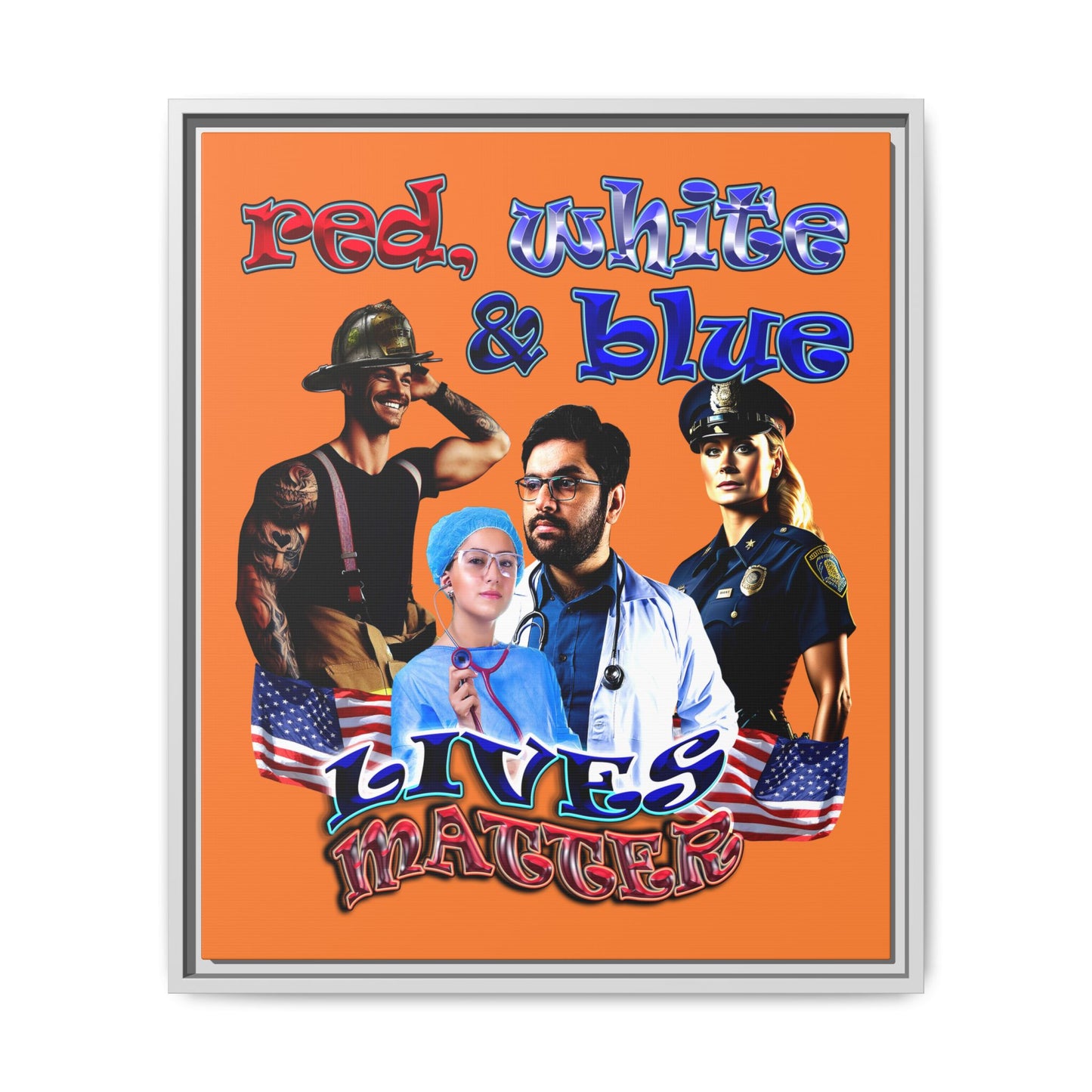 rw&b lives matter - framed canvas art (crusta)