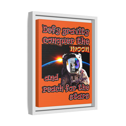 defy conquer reach - framed canvas art (orange)