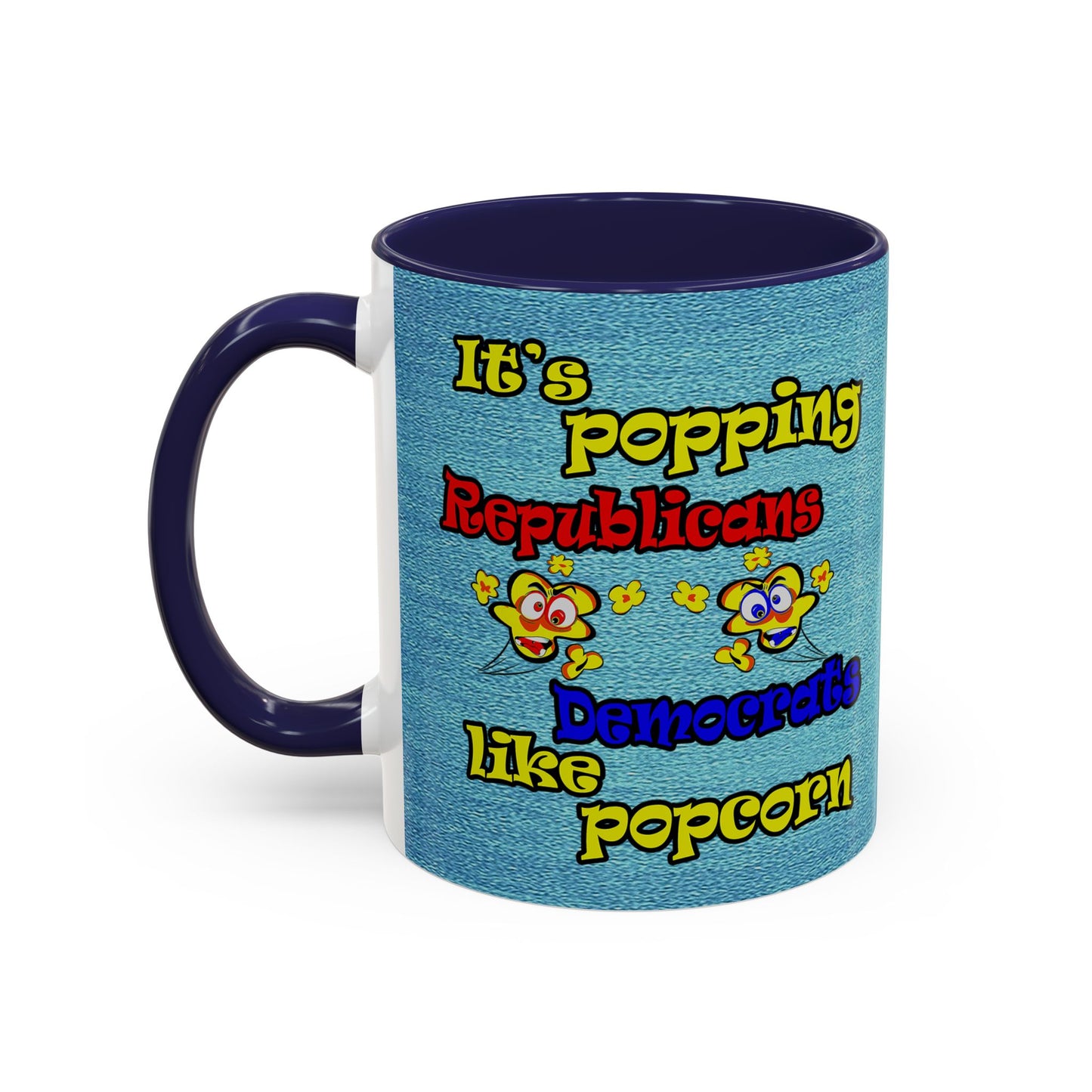 popping like popcorn - Accent Mug (faded dark blue)