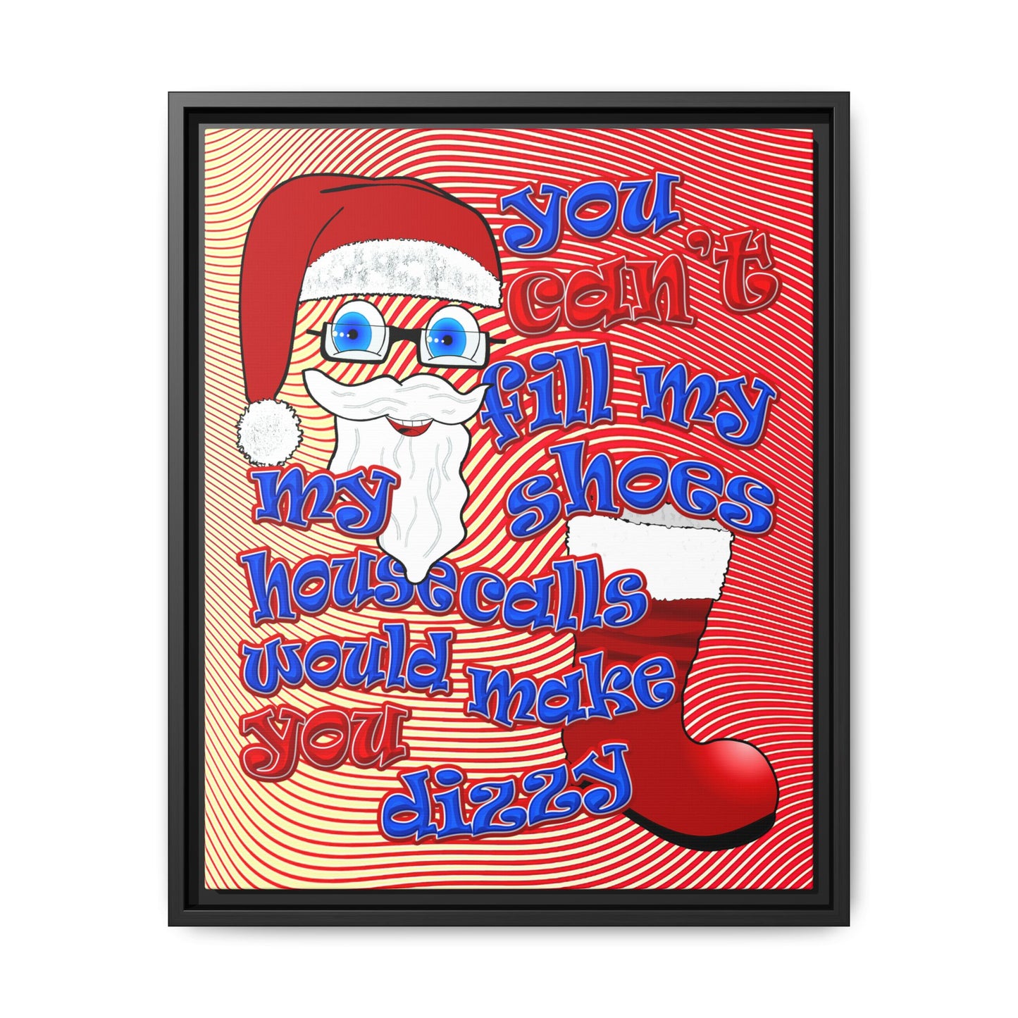 santa's shoes - framed canvas art (yellow-orange wave)