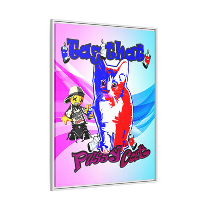 tag that - framed canvas art (light blue-pink wave)